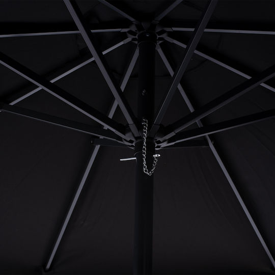 Professional Round Metal Parasol Darwin Black Φ2.35xH2.4m