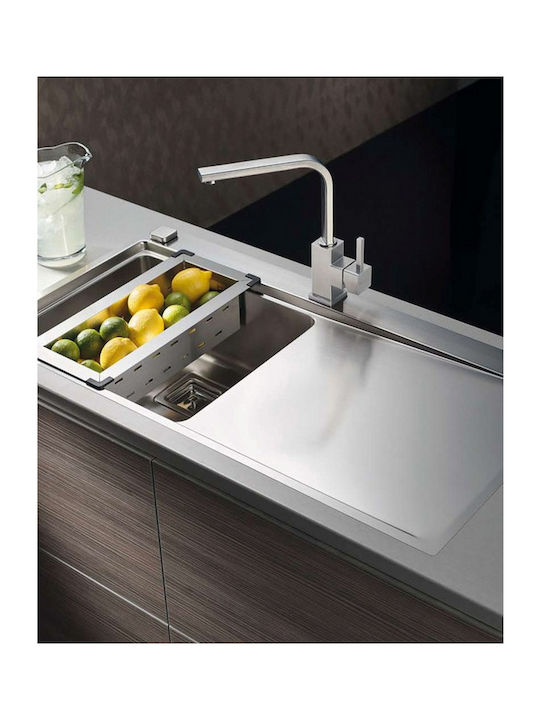 Pyramis Olynthos 1B 1D 108911401 LH Drop-In Sink Inox Brushed W100xD52cm Inox