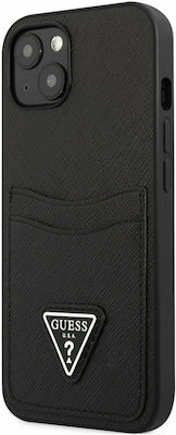 Guess Saffiano Double Card Synthetic Leather Back Cover with Credit Card Holder Black (iPhone 13 mini)