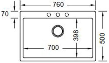 Duralit KZ075U ΚΖ075U-450 Unterbau Spüle aus Verbundgranulat B76xT50cm Concrete