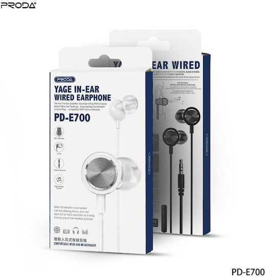Remax Proda PD-E700 In-ear Handsfree με Βύσμα 3.5mm Λευκό
