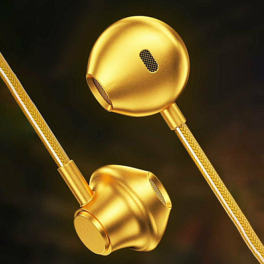 WK YC05 Earbuds Handsfree με Βύσμα 3.5mm Χρυσό