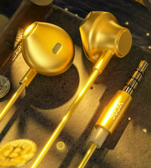 WK YC05 Earbuds Handsfree με Βύσμα 3.5mm Χρυσό
