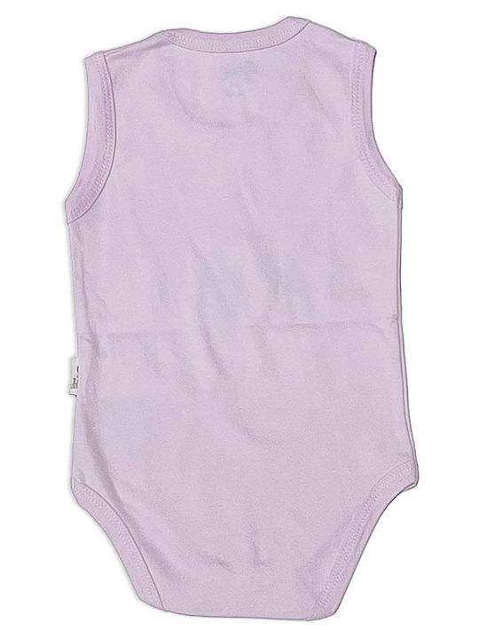 Baby sleeveless leotard 'panda' pink for girls (0-18 months)