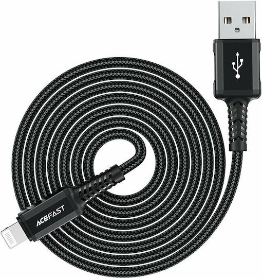 Acefast C4-02 Плетена USB-A към Lightning кабел Черен 1.8м