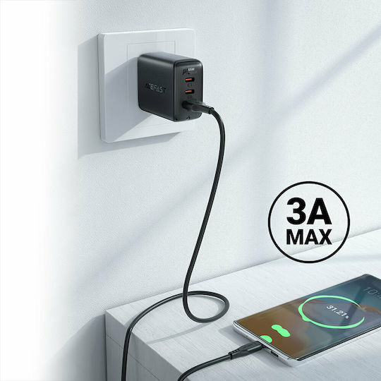 Acefast C3-04 USB 2.0 Cable USB-C male - USB-A 60W Black 1.2m