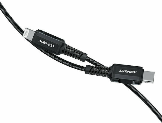 Acefast C4-01 Плетена USB-C към Lightning кабел 30W Черен 1.8м