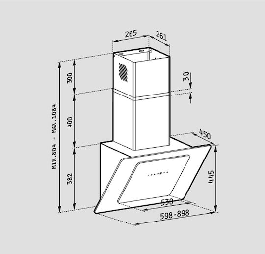 Pyramis Fiero Chimney Vent Hood 90cm Black