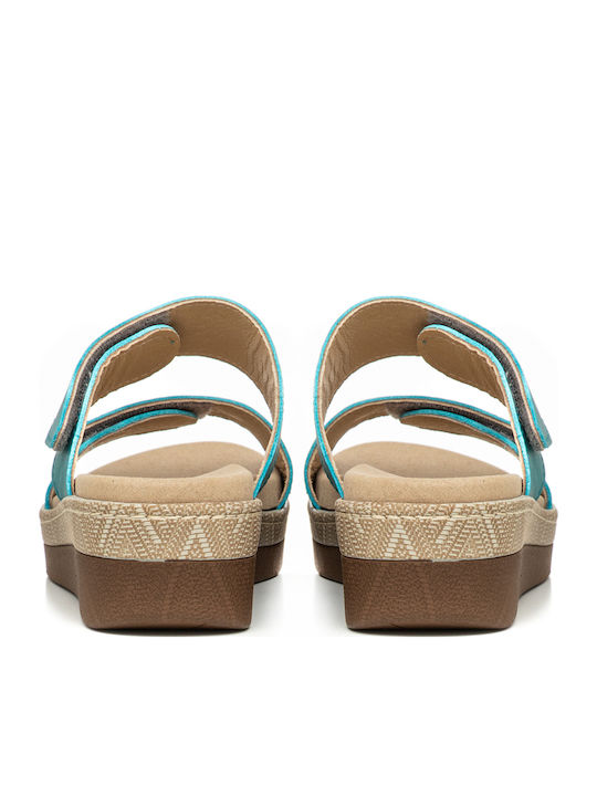 Leather Women's Flat Sandals Anatomic in Green Color