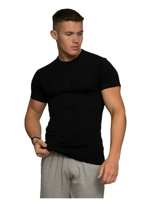 Nina Club Men's Short Sleeve Undershirts Black 3Pack