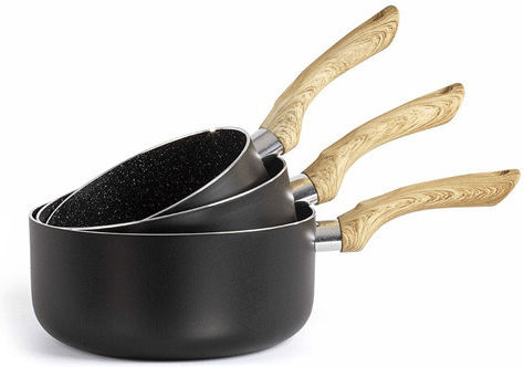 Livoo Set De Oale Din Aluminiu Negre Cu Acoperire Din Piatră 3 Piese