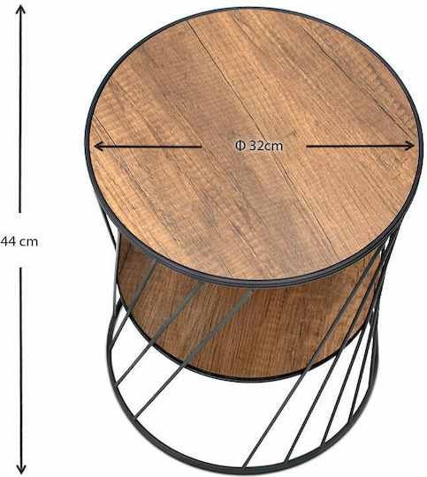 Rundes Beistelltisch Jaspin Holz Schwarz / Nussbaum M32xL32xH44cm