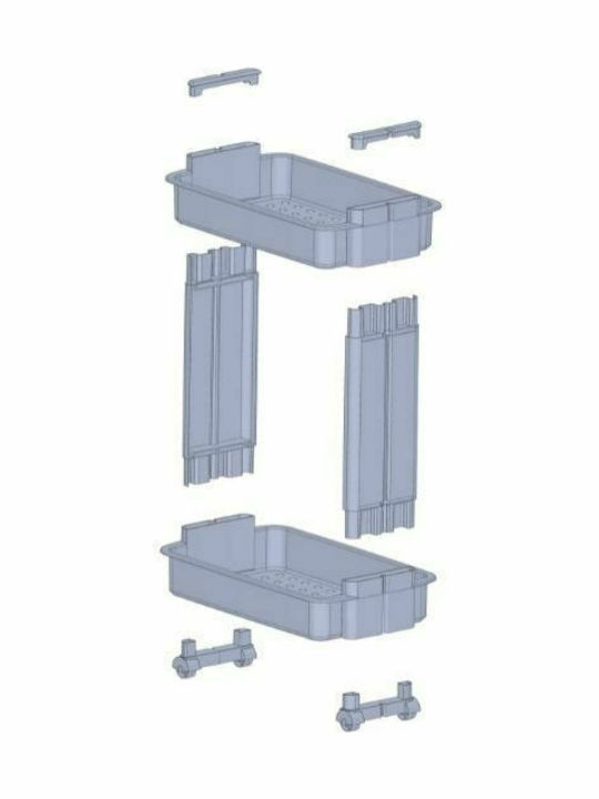 Cărucior de Bucătărie Plastic în culoarea Negru 2 Sloturi 37.5x23x45cm