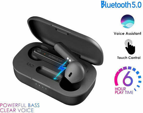 Sonic Gear TWS1 Earbud Bluetooth хендсфри Слушалки с Кутийка за Зареждане Черен