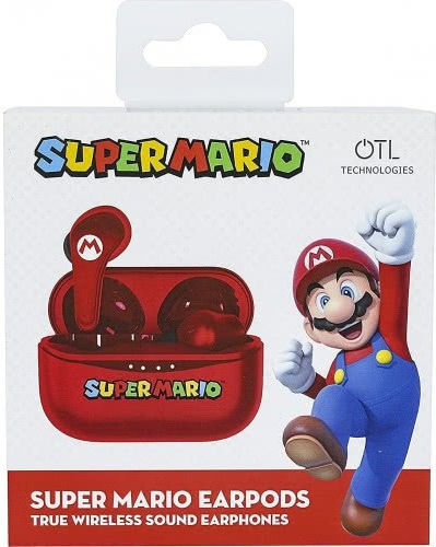 OTL Nintendo Super Mario In ear Bluetooth хендсфри Слушалки с Кутийка за Зареждане Червен