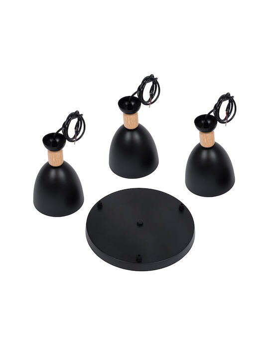 GloboStar Ava Hängelampe Schwarz Glocke mit Fassung E27 35x35x130cm.