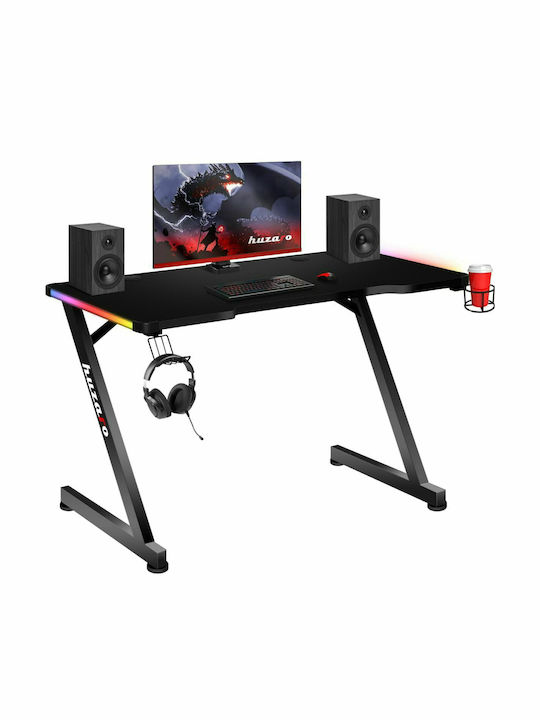 Γραφείο Gaming Hero 2.5 RGB Ξύλινο Μαύρο με Μεταλλικά Πόδια & LED 120x60x75εκ.