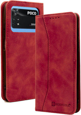 Bodycell PU Leather Synthetic Leather Wallet Red (Poco M4 Pro)