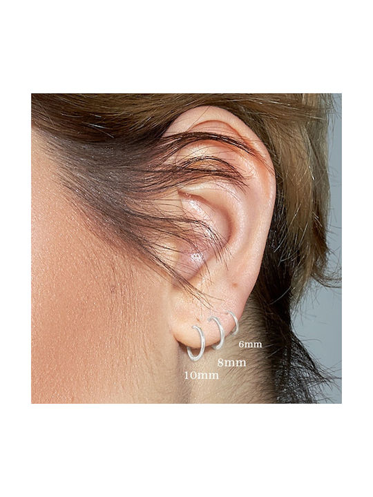 Unisex earrings pair of hoops 8mm silver 925 in silver Art00376
