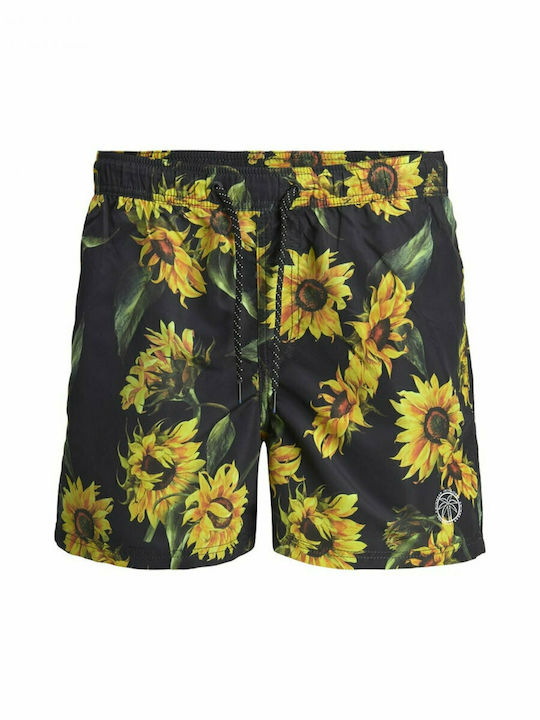 Crete Men's Swimwear Shorts Black Floral