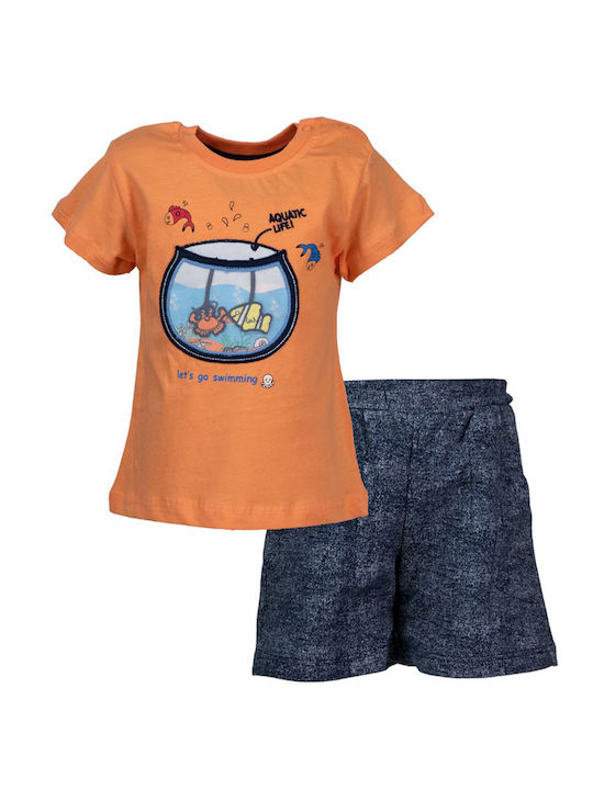 Hashtag Kinder Set mit Shorts Sommer 2Stück Orange