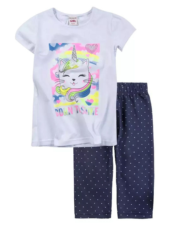 New College Kids Set with Leggings Summer 2pcs White