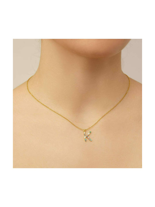 Excite-Fashion Halskette Monogramm aus Vergoldet Silber mit Zirkonia Κ