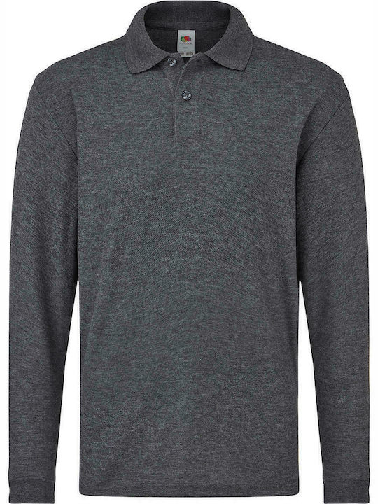 Fruit of the Loom Kids Polo Long Sleeve Gray