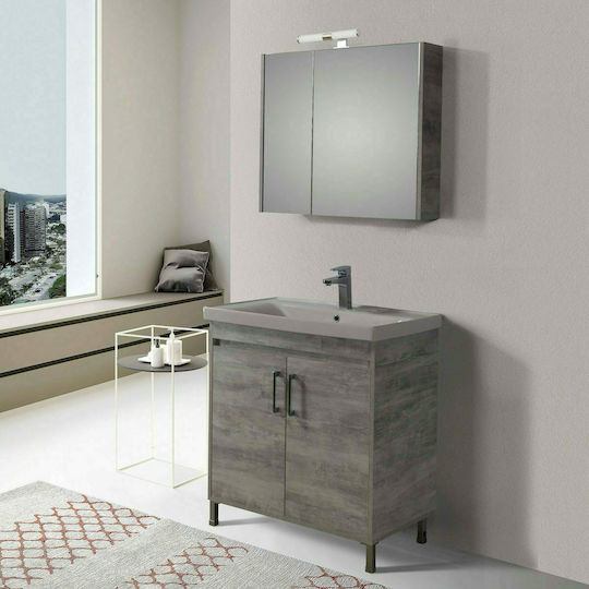 Martin Savina 80 Blat cu Lavoar & Oglindă L77xW44xH83cm Cabinet Cement
