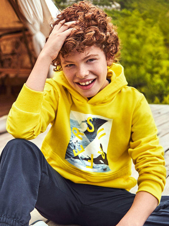 Mayoral Kids Sweatshirt with Hood and Pocket Yellow