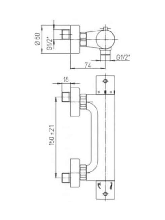 Paini Cox Bathtub Shower Faucet Thermostatic Silver