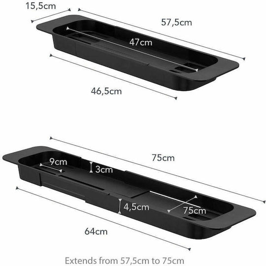 Yamazaki YMZK Bathtub Shelf Plastic 75x15.5x4.5cm Black