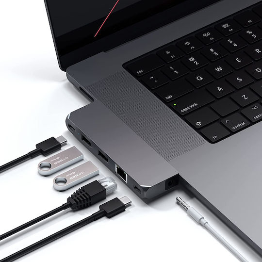 Satechi Pro Hub Mini Docking Station με Διπλό USB-C Ethernet Γκρι