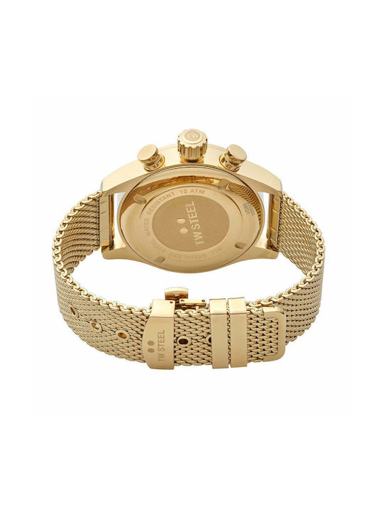 TW Steel Volante Watch Chronograph Battery with Gold Metal Bracelet