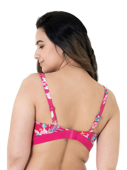 Dorina Underwire Triangle Bikini Top Vanua Levu with Adjustable Straps Fuchsia Floral