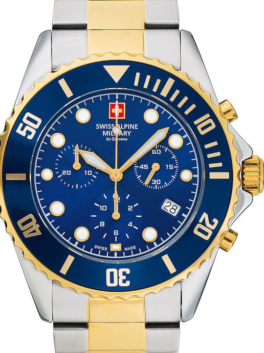 Swiss Alpine Military by Grovana Men's Watch 42mm Chronograph Battery with Metal Bracelet