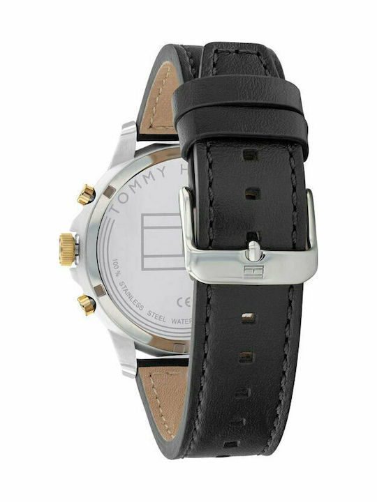 Tommy Hilfiger Henry Men's Watch 44mm Chronograph Battery with Black Leather Strap