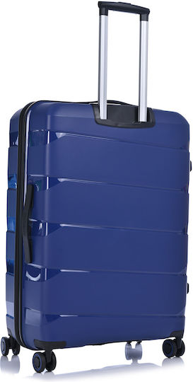 American Tourister Air Move Spinner Large Travel Suitcase Hard Blue with 4 Wheels Height 75cm