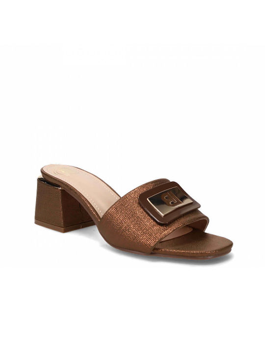 Laura Biagiotti Chunky Heel Mules Bronze