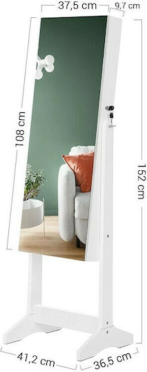 Songmics Boden- oder Standspiegel mit Weißem Holzrahmen 152x41,2cm