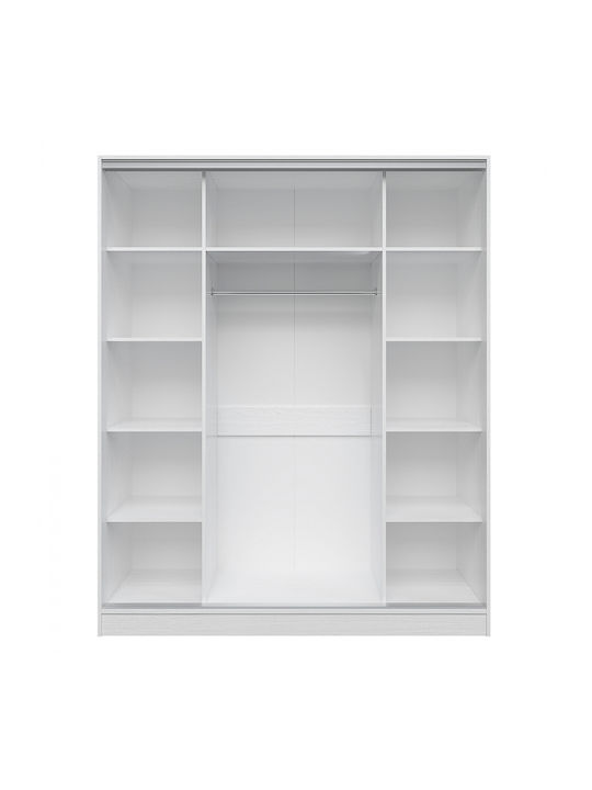 Dreifachtür Kleiderschrank Schieben ADLER mit Spiegel White 183x60x220cm