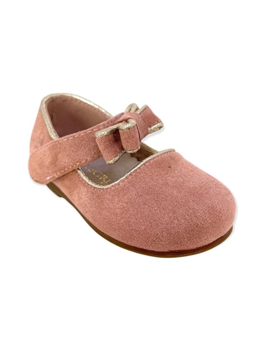 Alegria Kids Suede Ballerinas with Hoop & Loop Closure Pink