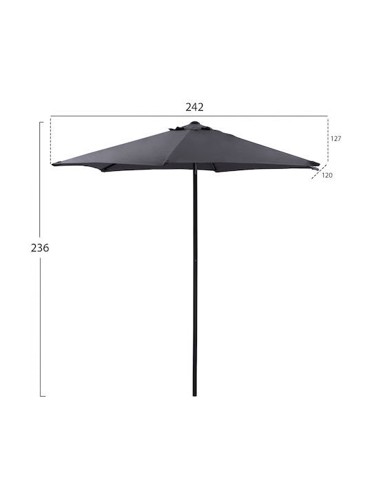 Professional Umbrella Floor Round Aluminum Kacen Grey D2.5m