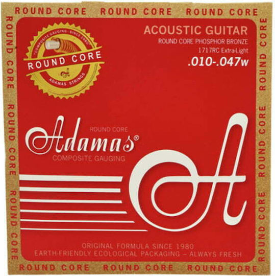 Adamas Set of Phosphor Bronze Strings for Bass Round Core String Set 10 - 47"