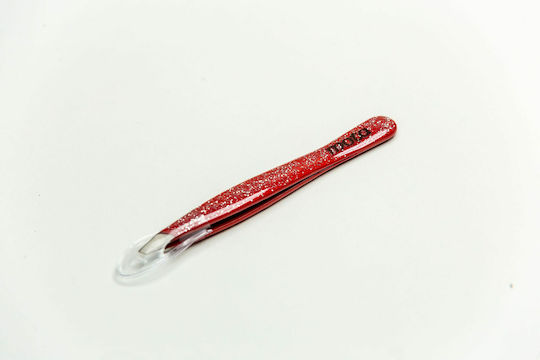Mota Eyebrow Tweezer with Slanted Nose Glitter Red