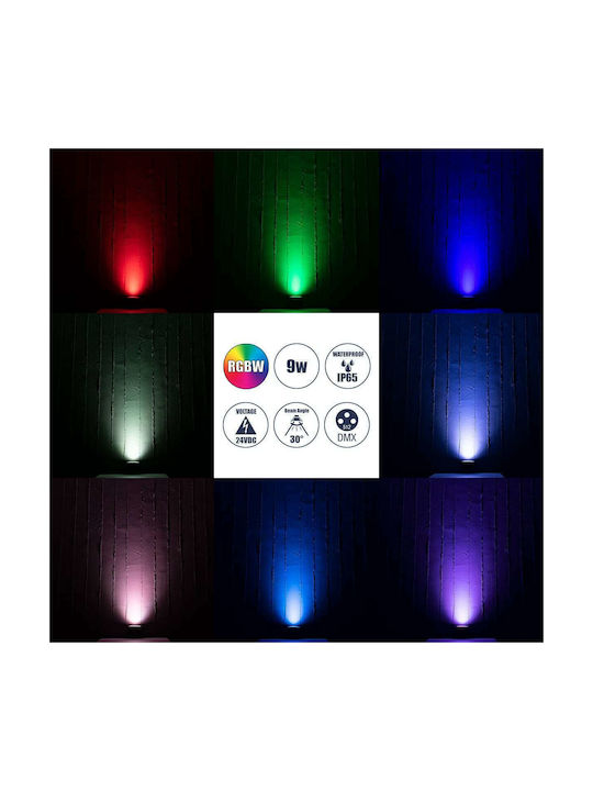 GloboStar Ground-Tina Spot Outdoor Floor Lamp LED 9W RGBW IP65 Silver