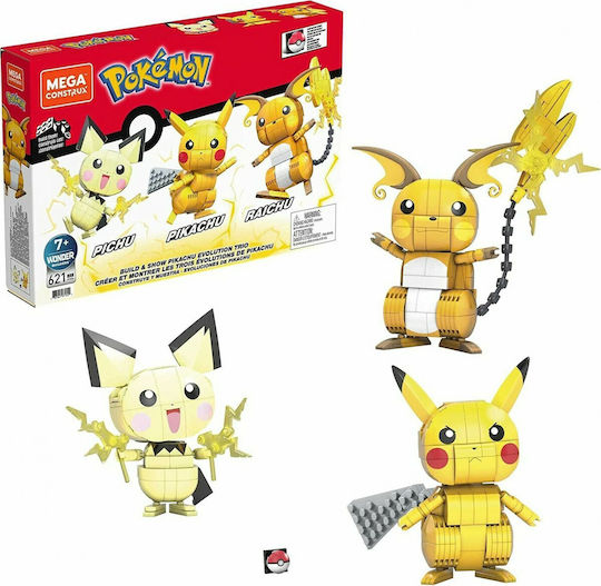 Mega Bloks Pokémon Pikachu Evolution Trio Bauklötze für 7+ Jahre 621 Stück