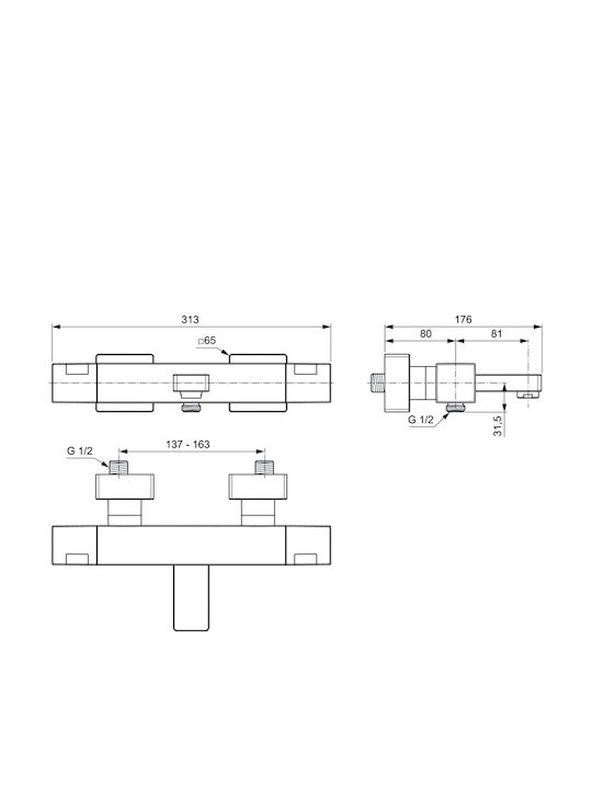 Ideal Standard Ceratherm C100 Αναμεικτική Μπαταρία Μπανιέρας Θερμοστατική Ασημί