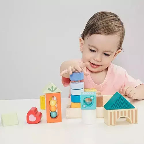 Classic World Wooden Building Blocks Exploration for 1.5+ Years 14 Pieces