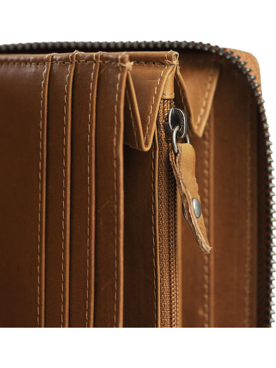 Large Leather Women's Wallet Classic with RFID Tabac Brown